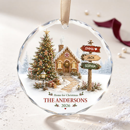Personalized Gingerbread House Glass Ornament – Custom Family Names Christmas Keepsake 2026