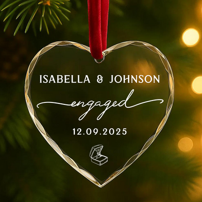 Engaged Date, Custom Glass Ornament