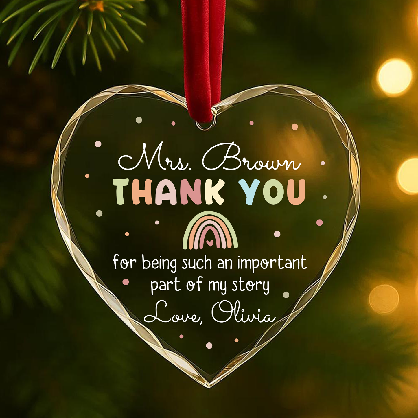 Rainbow Thank You Ornament, Teacher Appreciation or Mentor Gift