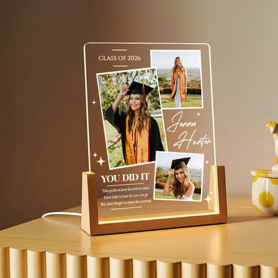 Personalized Graduation Photo Collage LED Plaque – Custom Name & Photos Class of 2026 Gift
