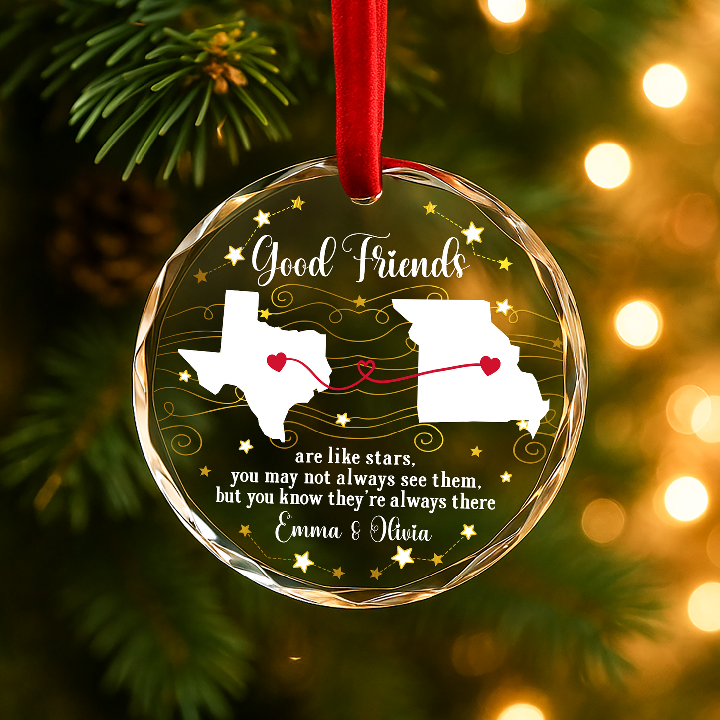 Good Friends Are Like Stars Long Distance Ornament