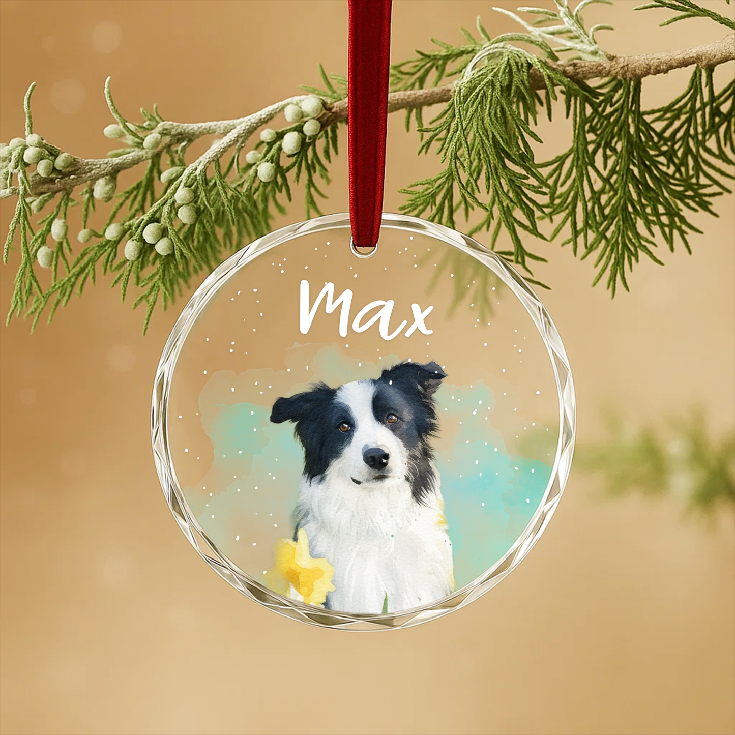 Custom Pet Portrait Ornament, Personalized Dog Photo Gift