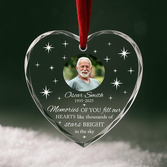 Custom Photo Memorial Ornament, Memories Bright Like Stars Sympathy Gift