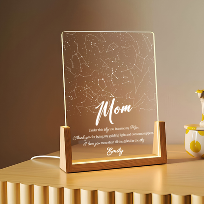 Personalized Star Map LED Plaque for Mom – Custom Night Sky Light Gift from Daughter