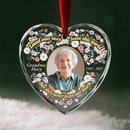 Forever Loved Memorial Photo Ornament, In Loving Memory Heart Christmas Ornament