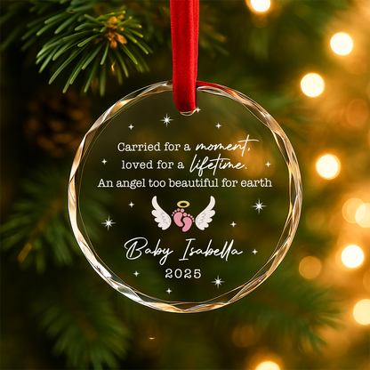 Baby Memorial Angel Wings Custom Glass Ornament