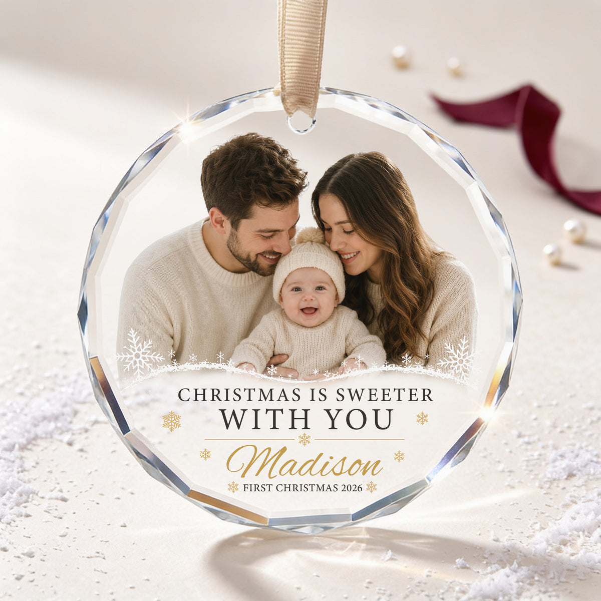 Christmas Is Sweeter With You – A Personalized Baby’s First Christmas Keepsake