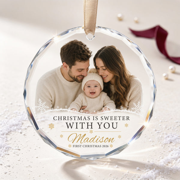 Christmas Is Sweeter With You – A Personalized Baby’s First Christmas Keepsake
