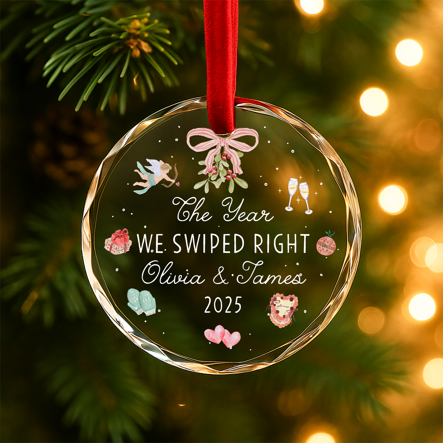 The Year We Swiped Right, Couple Ornament, Personalized Dating Keepsake