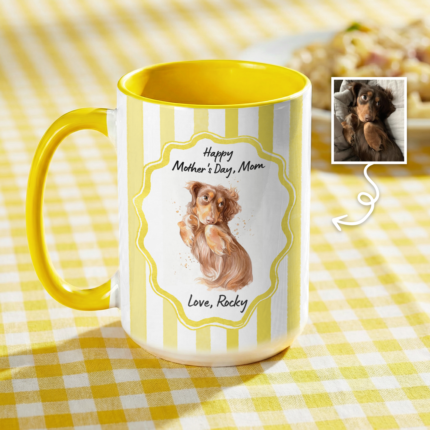 Custom Dog Portrait Mug for Mom – Personalized Pet Photo Mug, Mother’s Day Gift from Dog