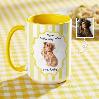 Custom Dog Portrait Mug for Mom – Personalized Pet Photo Mug, Mother’s Day Gift from Dog