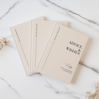 Personalized Graduation Advice Book – Minimalist “Advice & Wishes” Journal, Class of 2026 Gift