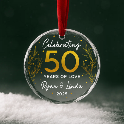 50 Years of Love Ornament, Golden Anniversary Celebration Keepsake