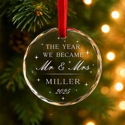 The Year We Became Mr Mrs, Custom Glass Ornamen