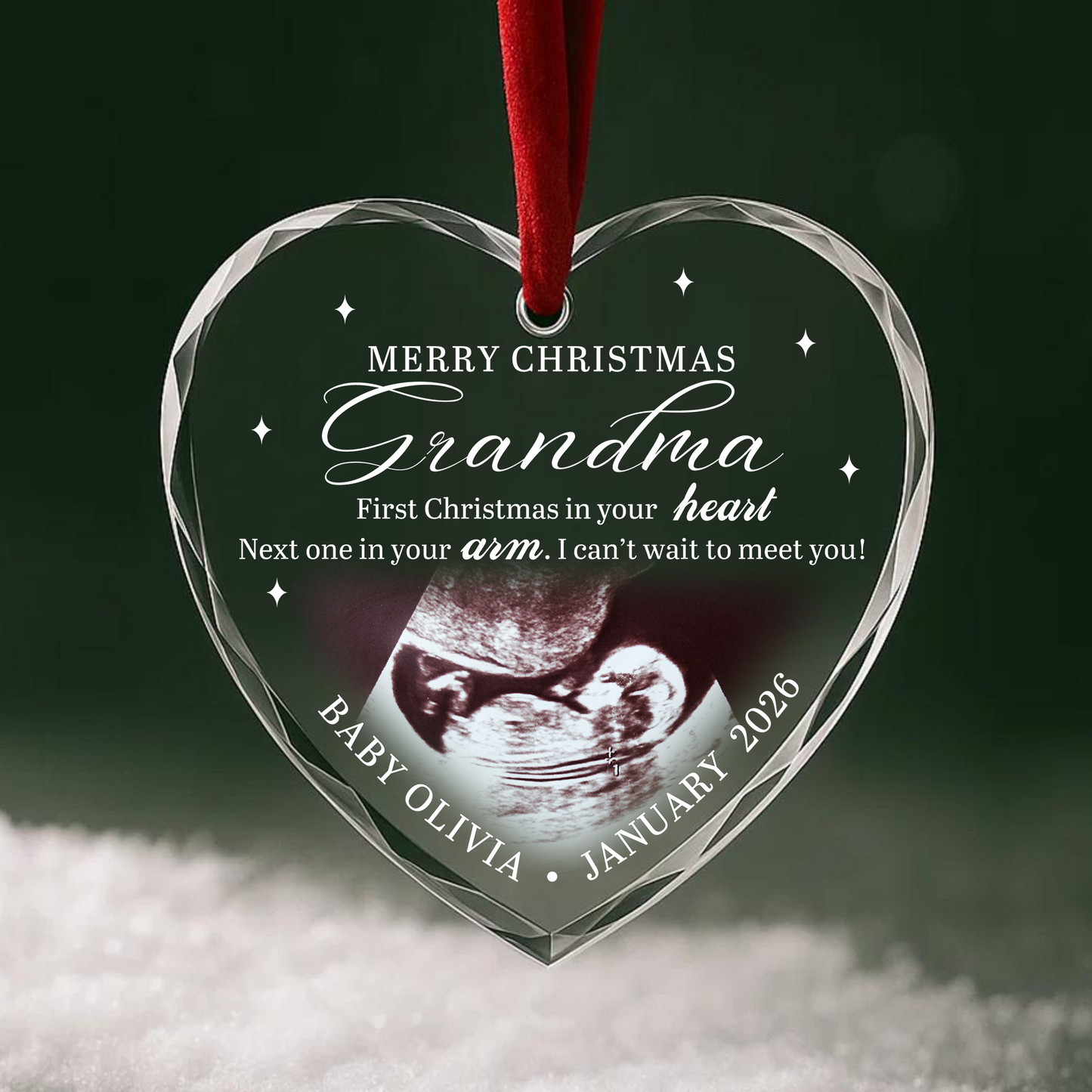 Baby Ultrasound Ornament, Personalized Name and Year Ornament