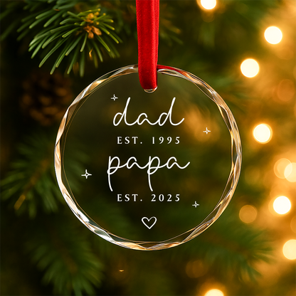 Dad and Papa Established Ornament, Minimalist Script Design