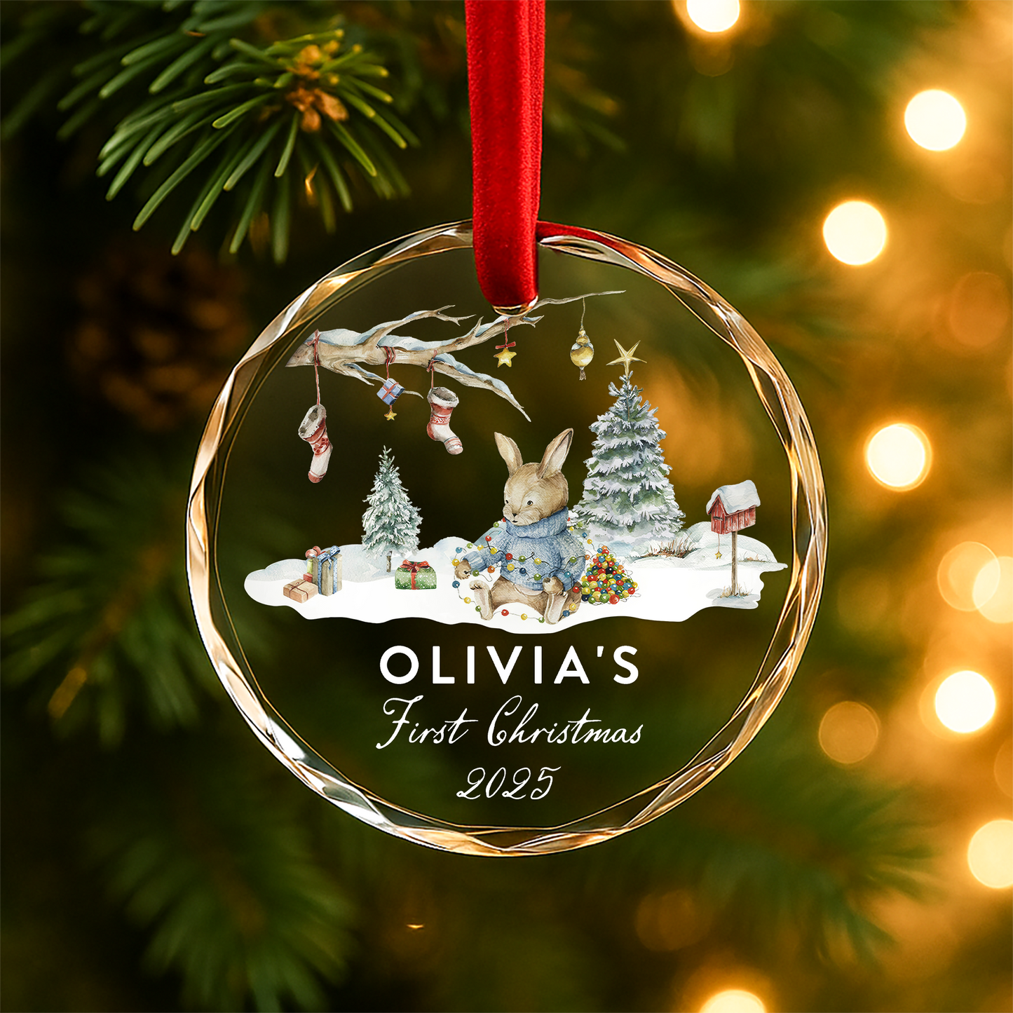 Baby’s First Christmas Ornament, Personalized Name and Year