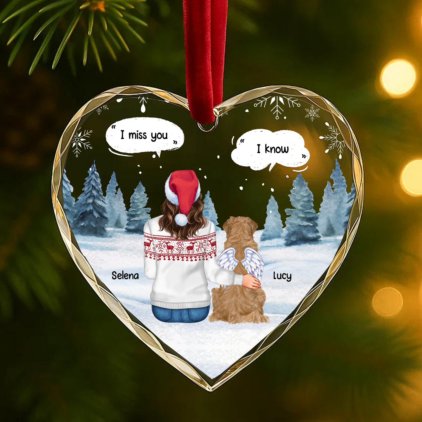 I Miss You Pet Memorial Ornament, Dog with Wings, Personalized Loss Gift