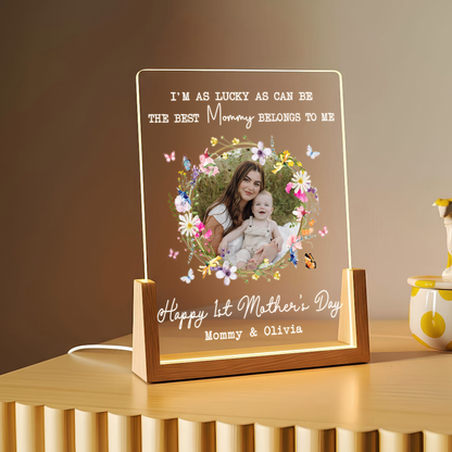 Personalized Mother’s Day LED Photo Plaque – Custom Mommy & Baby Gift with Name & Message