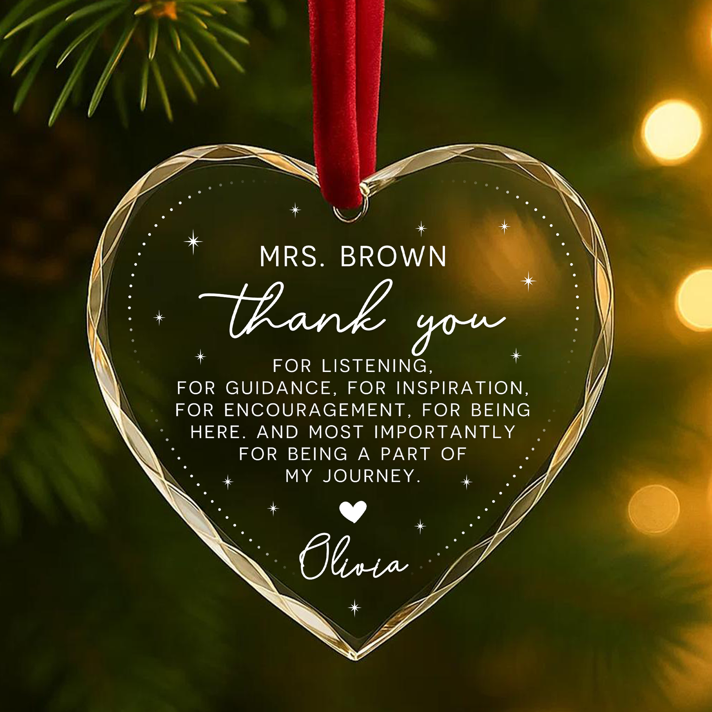 Thank You for Listening, Inspiring, Personalized Teacher Ornament