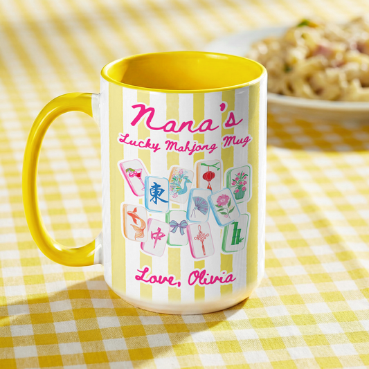 Personalized Mahjong Mug for Nana – Custom “Lucky Mahjong” Gift with Name