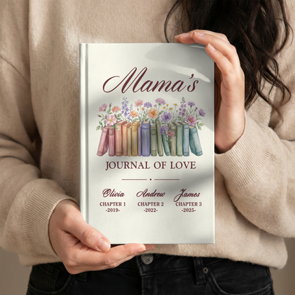 Personalized Mom Journal – “Mama’s Journal of Love” Custom Book with Kids Names & Birth Years