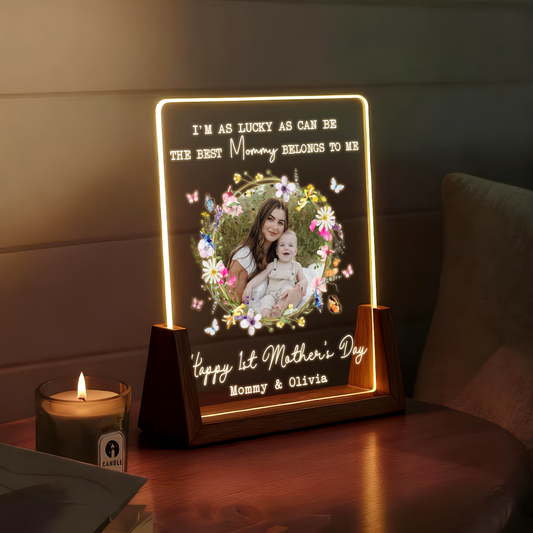 Personalized Mother’s Day LED Photo Plaque – Custom Mommy & Baby Gift with Name & Message