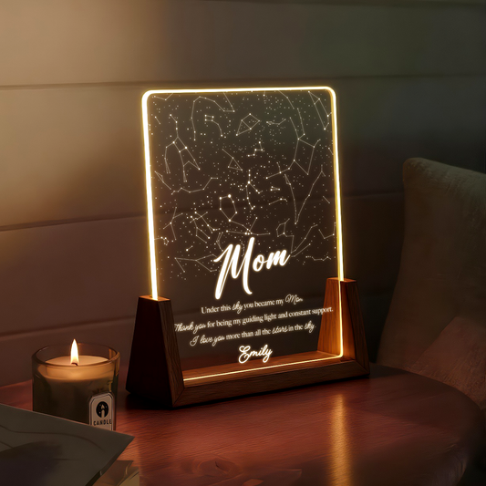 Personalized Star Map LED Plaque for Mom – Custom Night Sky Light Gift from Daughter