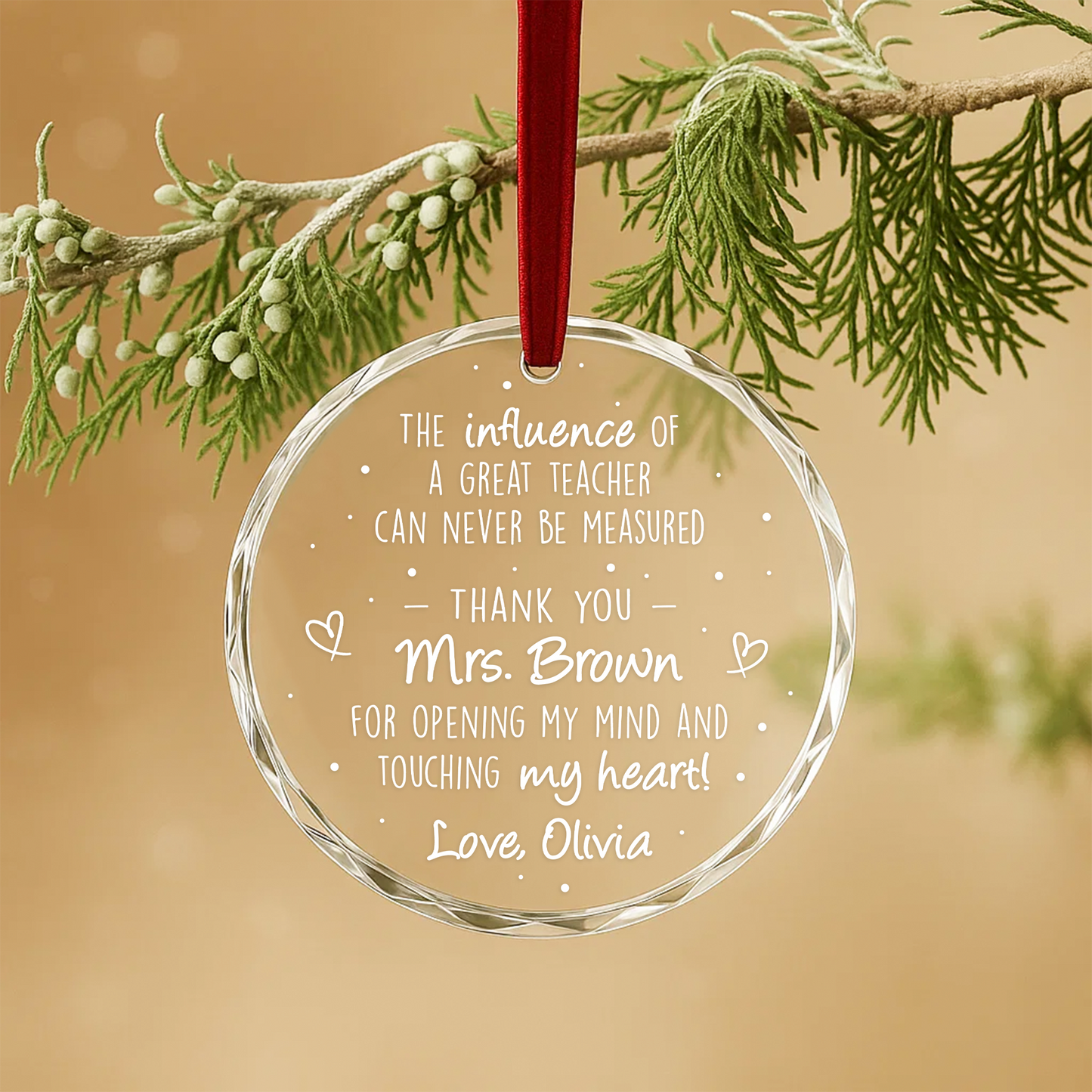 Teacher Appreciation Quote Custom Glass Ornament