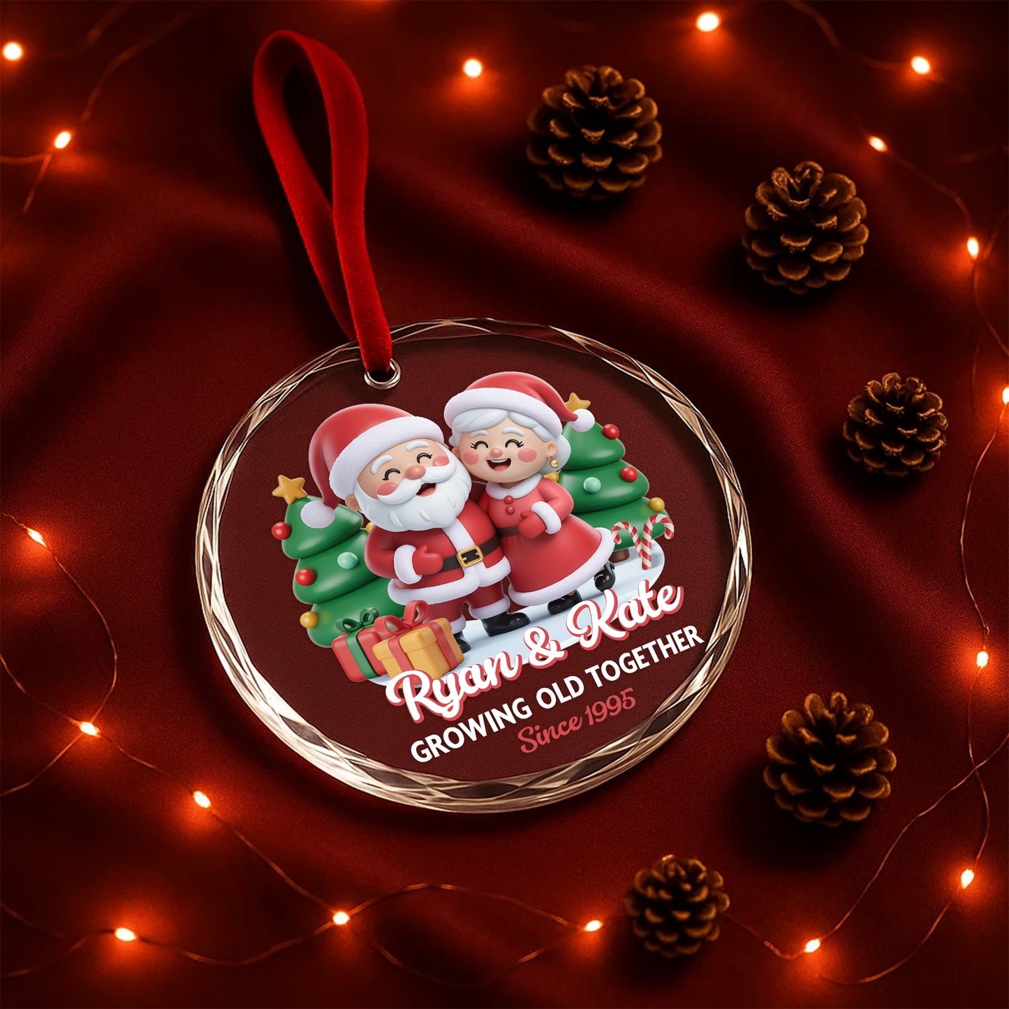 Growing Old Together, Santa & Mrs. Claus Couple Ornament, Since Year Personalized