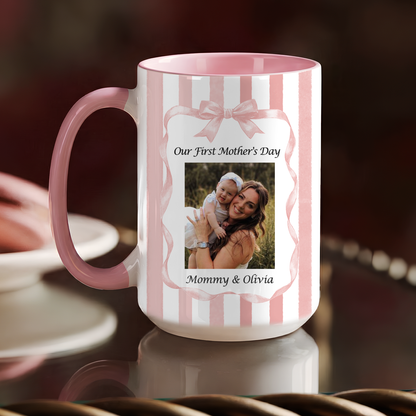 Personalized First Mother’s Day Photo Mug – Custom Picture Mug for New Mom Gift