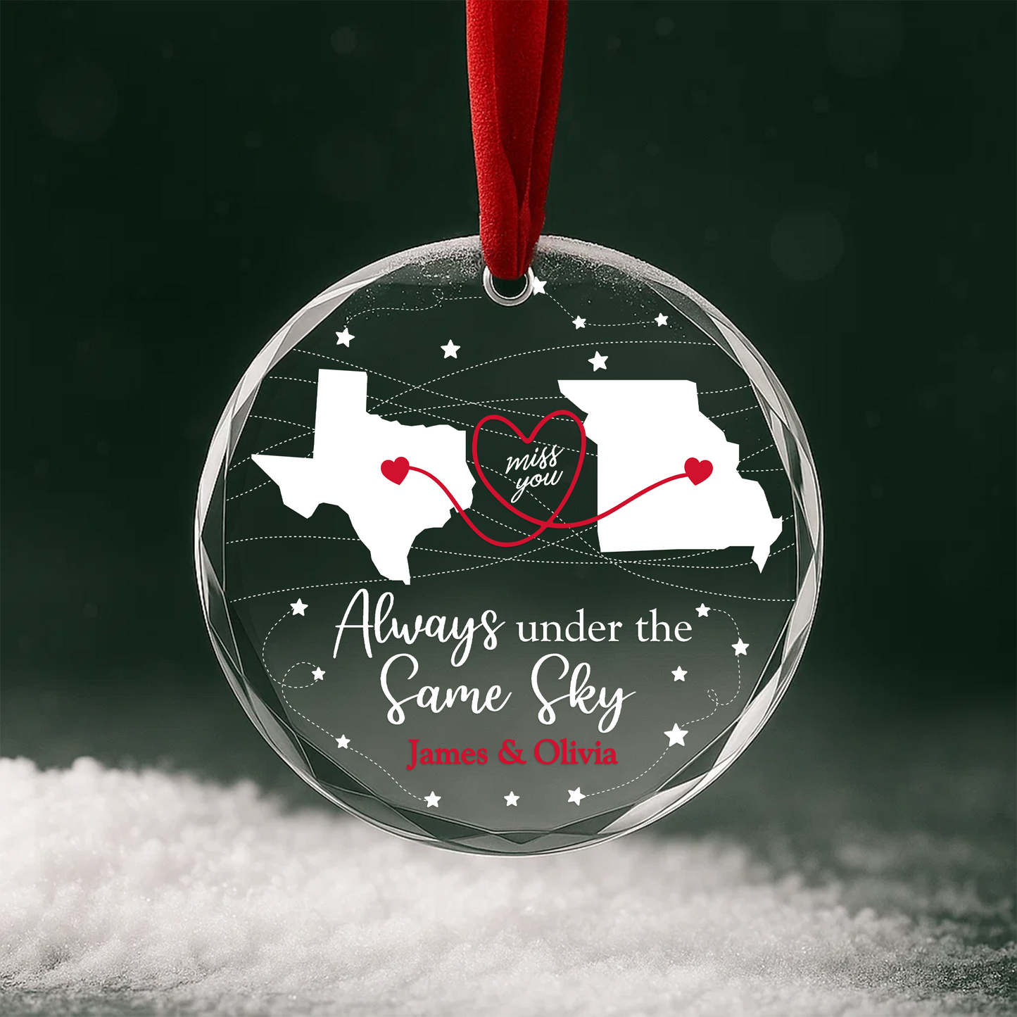 Always Under the Same Sky Long Distance Love Heart Ornament