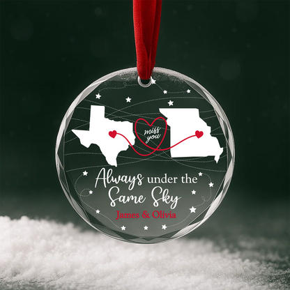 Always Under the Same Sky Long Distance Love Heart Ornament