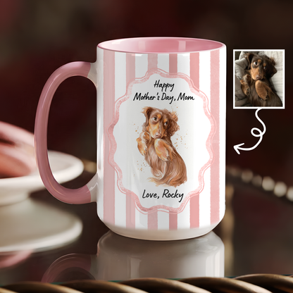 Custom Dog Portrait Mug for Mom – Personalized Pet Photo Mug, Mother’s Day Gift from Dog