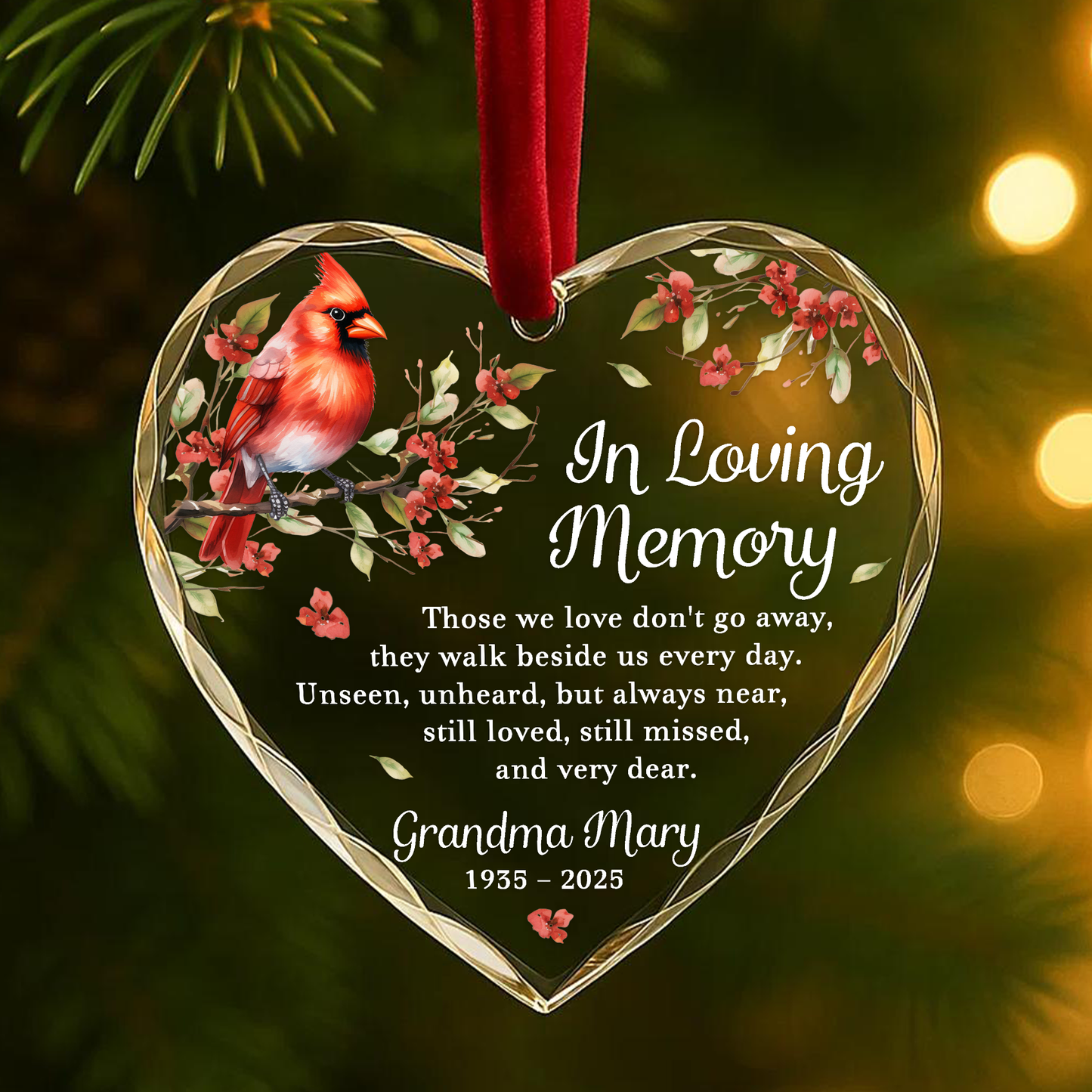 In Loving Memory Cardinal Ornament, Those We Love Don’t Go Away
