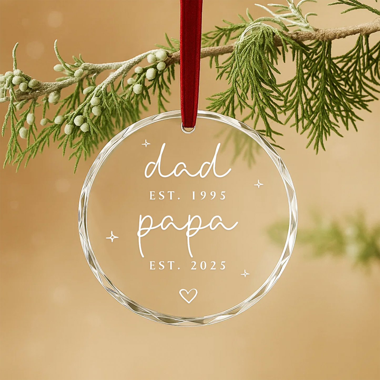 Dad and Papa Established Ornament, Minimalist Script Design