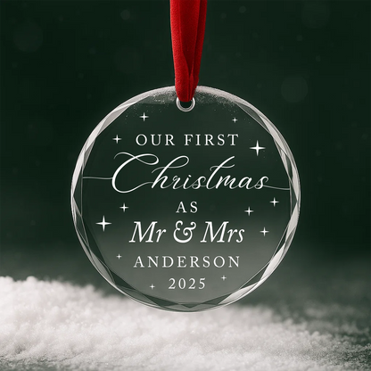 Our First Christmas as Mr Mrs Heart Ornament