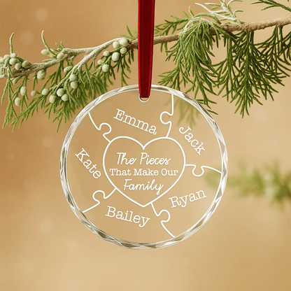 The Pieces That Make Our Family Puzzle Custom Glass Ornament