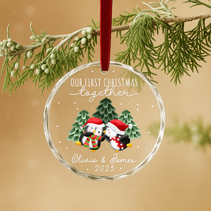 Our First Christmas Together, Penguin Couple Ornament, Personalized Couple Gift