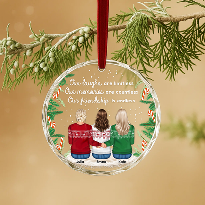 Our Laughs Are Limitless Friendship Custom Glass Ornament