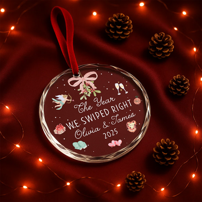 The Year We Swiped Right, Couple Ornament, Personalized Dating Keepsake