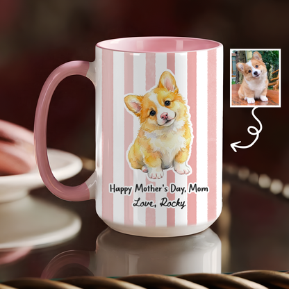 Custom Pet Portrait Mug for Mom – Personalized Dog Photo Mug, Mother’s Day Gift from Pet