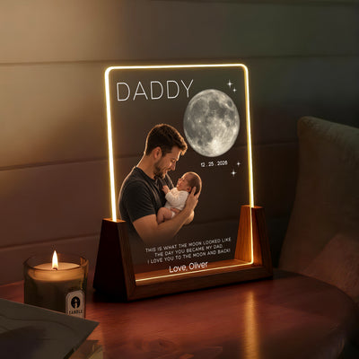 Daddy, My First Hero – A Personalized Moon Phase Photo Lamp for Dad