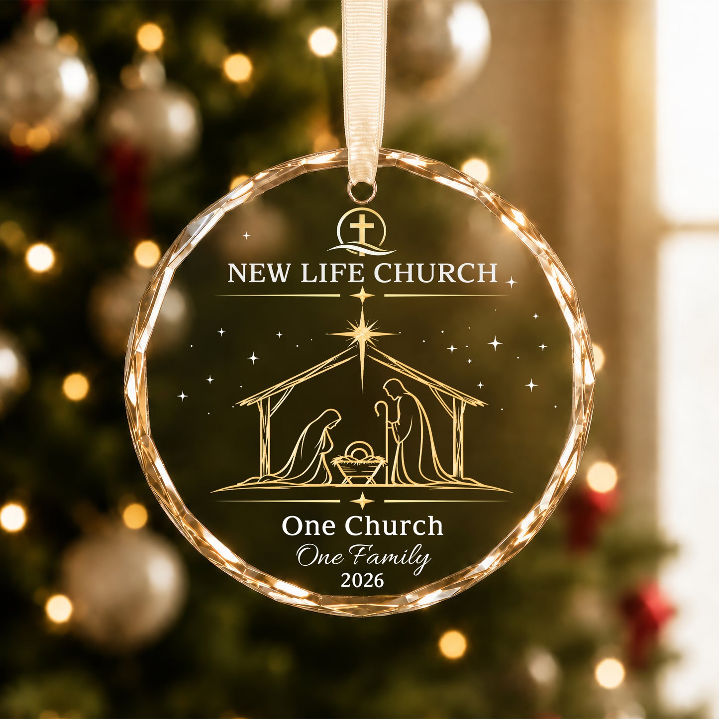Personalized Church Family Nativity Ornament