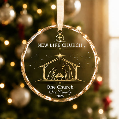 Personalized Church Family Nativity Ornament