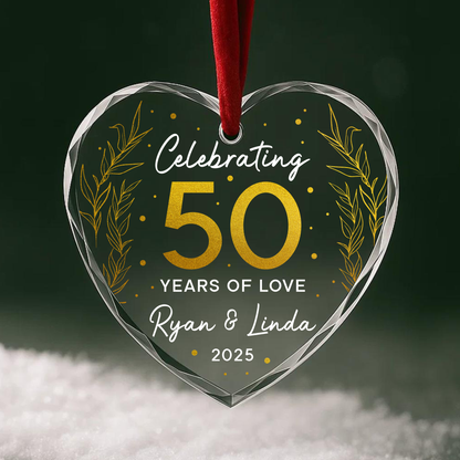 50 Years of Love Ornament, Golden Anniversary Celebration Keepsake