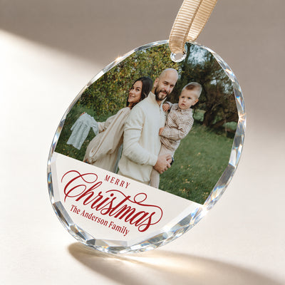 Personalized Growing Family Christmas Glass Ornament – Custom Family Photo and Name, Pregnancy Announcement Keepsake Gift