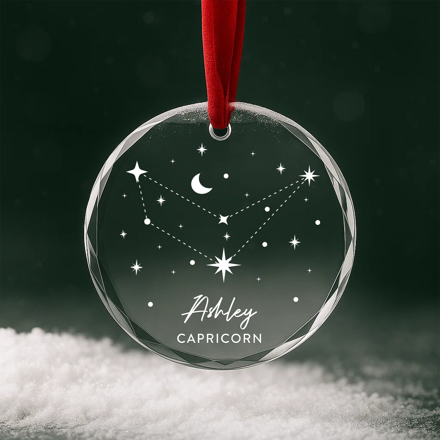Zodiac Constellation Sign Custom Glass Ornament
