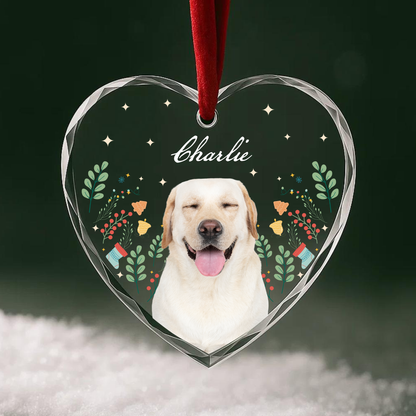 Custom Pet Portrait Ornament, Watercolor Style Christmas Design