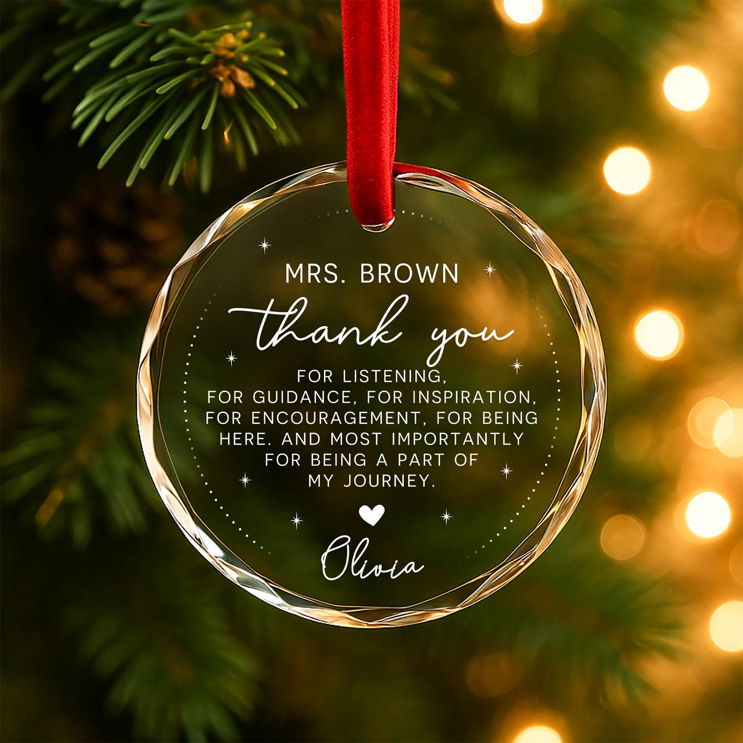 Thank You for Listening, Inspiring, Personalized Teacher Ornament